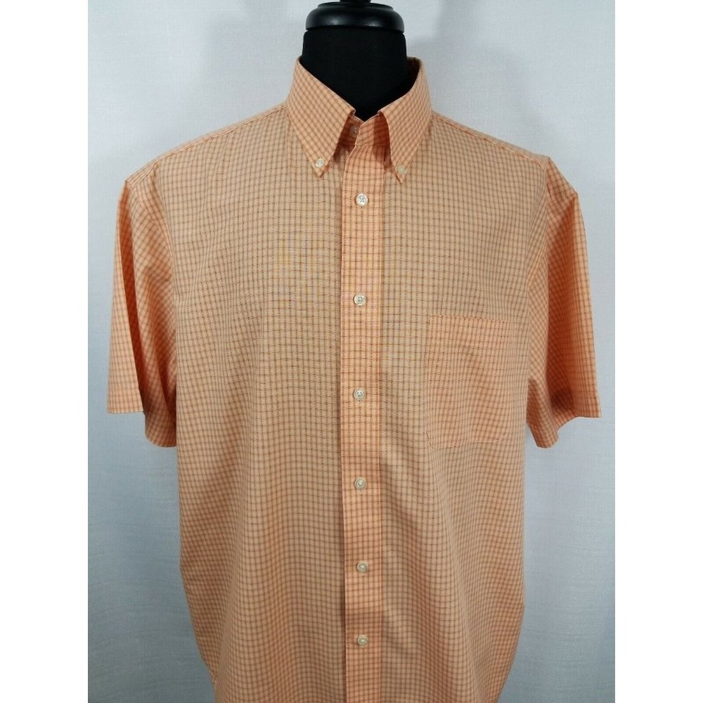 Roundtree Yorke Mens XL Burnt Orange Short Sleeve Business Casual Dress Shirt - Picture 3 of 11